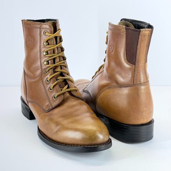 Ariat Shoes - Ariat Women Lace Up Ankle Boots Size 9.5B Caramel Leather Western Cowboy Fashion